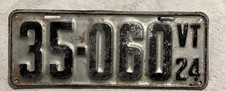 LICENSE PLATE     VERMONT  1924 35-060
