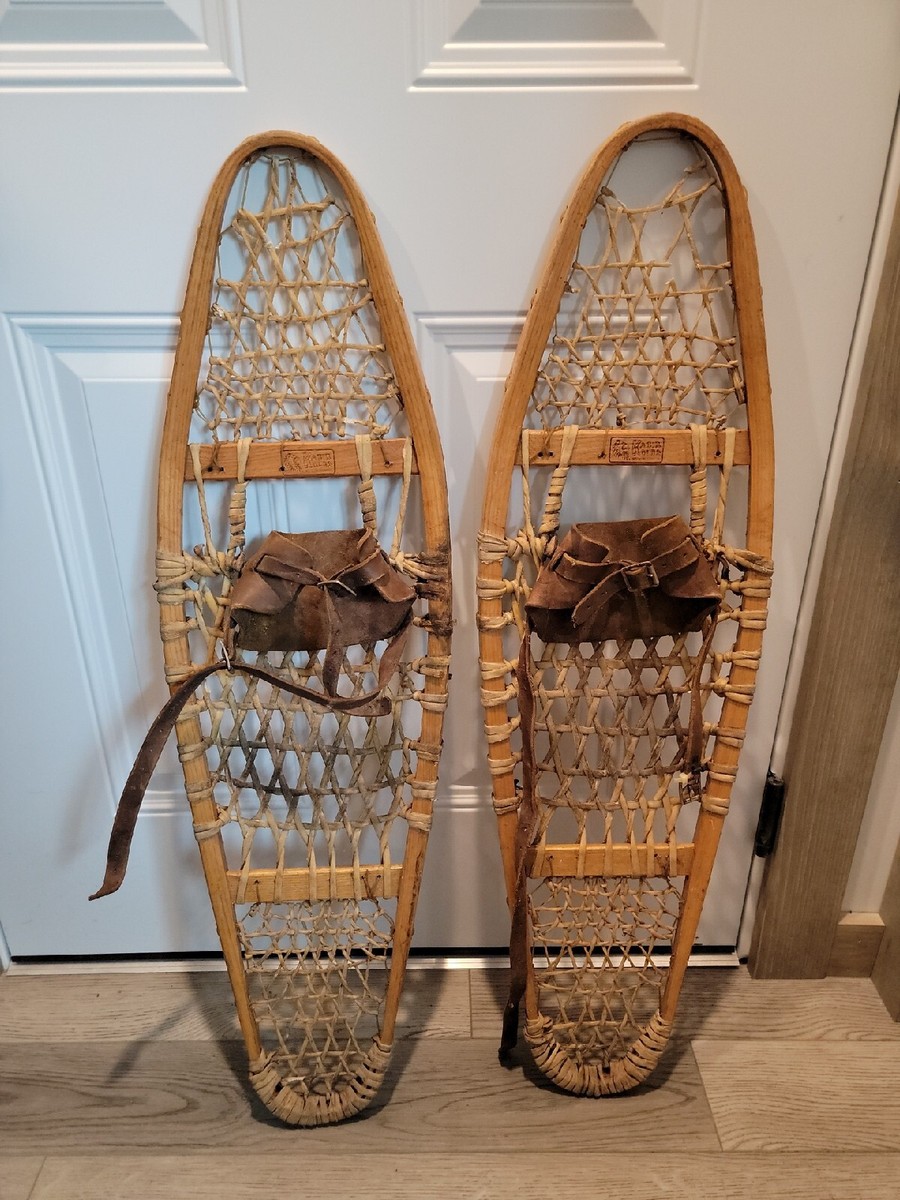 KABIR KOUBA Wooden Snowshoes Bindings VTG Made In Canada 37