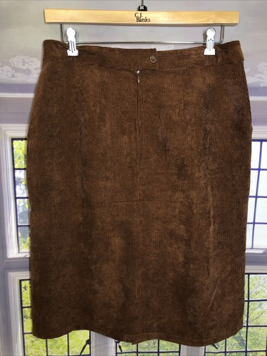 Christopher & Banks skirt 16p NWT Brown Corduroy MIDI Straight - Picture 2 of 6