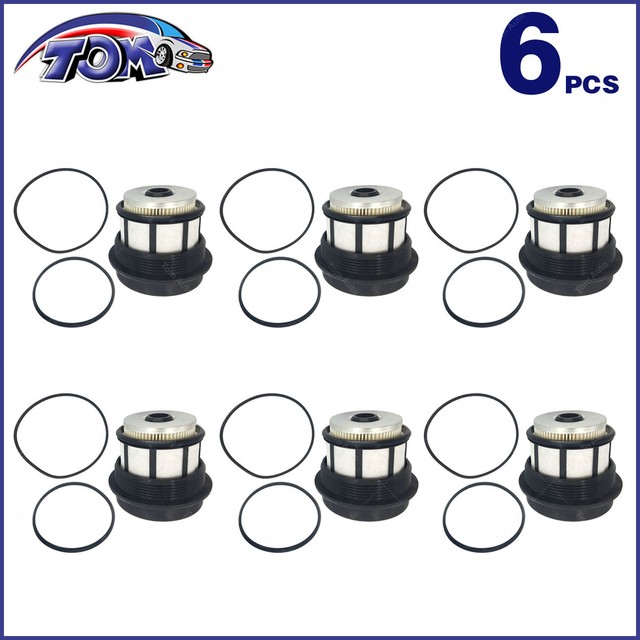 NEW 6 FUEL FILTERS + CAPS FOR 9803 FORD F & E SERIES 7.3L POWERSTROKE