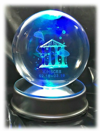 Amlong Crystal 3" (80mm) Zodiac Astrology Crystal Ball with Light Stand - Picture 18 of 27
