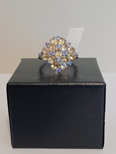 Damen Sterlingsilber mit Citrin, Tansanit und Opal Ring Gr. 7 - Bild 5 von 7