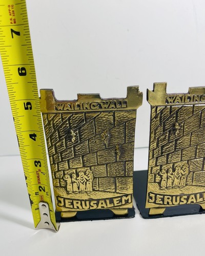 Jewish Jerusalem Wailing Wall Book Ends Brass Vintage 5.5" Judaic Israel Prayer - Picture 7 of 8