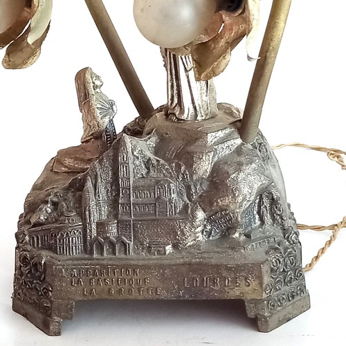 Seltene Vintage Saint Mary Spieluhr/Lampen alt religiös L'apparition Ave 1930-1950 - Bild 8 von 12