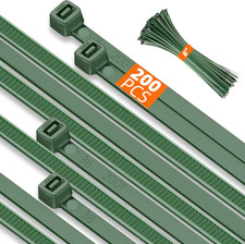 8 Inch PA66 Green Zip Ties 200 Pcs, 45 Lbs Tensile Strength Plastic Wire Ties wi