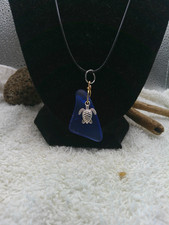 hawaii n Sea glass jewelry sea glass necklace 18 black leather chord