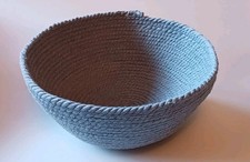 Handmade Coiled Rope Fabric Basket Gray 11 In Wide 4 Inch Deep