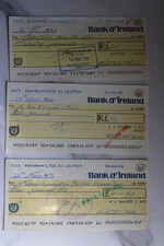 Bank of Ireland 3 Vintage Cheques
