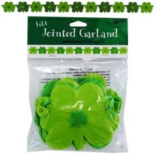 Shamrocks Irish Clover St. Patrick's Day Holiday Party Decoration Felt Garland