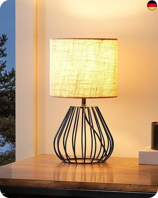  EDISHINE Bedside Lamp, Modern Industrial Table Lamp with E14 Bulb, Vintage 