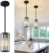 Modern Black Crystal Chandelier Pendant Light...