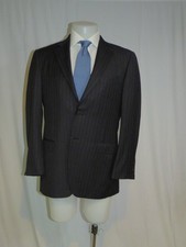 Ermenegildo Zegna Couture Trofeo Blue Yacht Striped Two Button Suit Jacket 40R