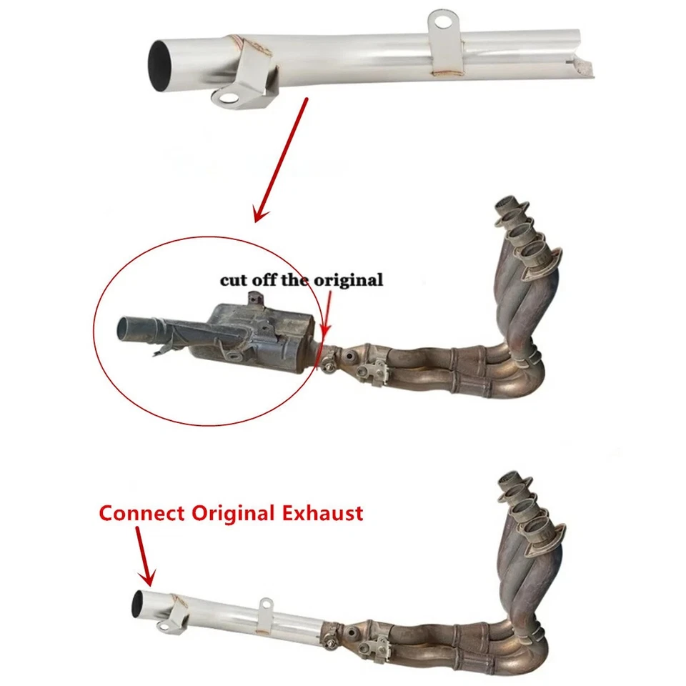 Tubo de conexión de tubo de escape de enlace medio deslizable para Suzuki GSXR600 GSXR750 2011-2023 Foto 2 de 4