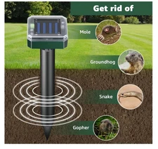 Mole Repellent 4 Pack Ultrasonic Solar Powered Animal Repellent for Outdoor Lawn