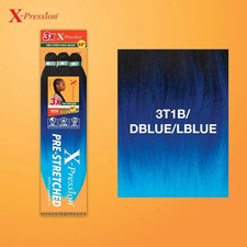 X-pression Expression Kanekalon 3X Braid Hair Pre-Stretched 58" 3T1B/DBLUE/LBLU