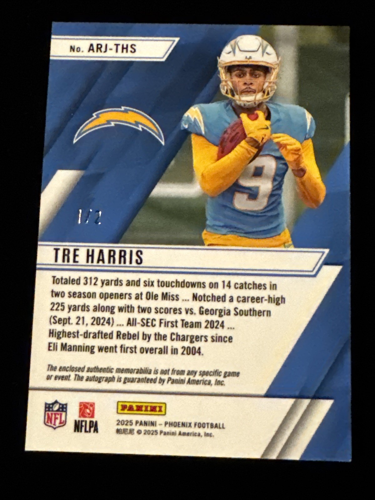 2025 Panini Phoenix Ascension RC Patch Autograph Tre Harris #’d 1/2 Nike Patch view 6