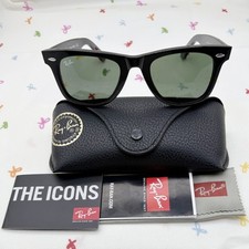 Ray-Ban Sunglasses RB2140 Original Wayfarer Black Frame Green Lenses 50mm Unisex
