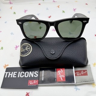 Ray Ban Sunglasses RB2140 Original Wayfarer Black Frame Green Lenses 50mm Unisex