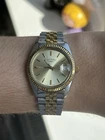 Vintage Rotary Datejust Watch Two Tone Gold Steel Fluted Jubilee 1980s Rolex