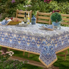 Provence Allure Arabesque Yellow and Blue Floral Bordered Country French Fabr