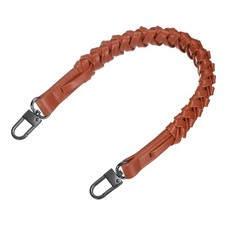 Braided Purse Strap, 1Pc 44.7cm/17.6" Orange-Red PU Leather with Black Buckles