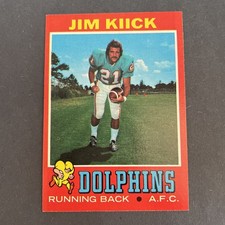 1971 Topps Jim Kiick Rookie Card Miami Dolphins Card# 186 NRMT/MINT. rookie card picture