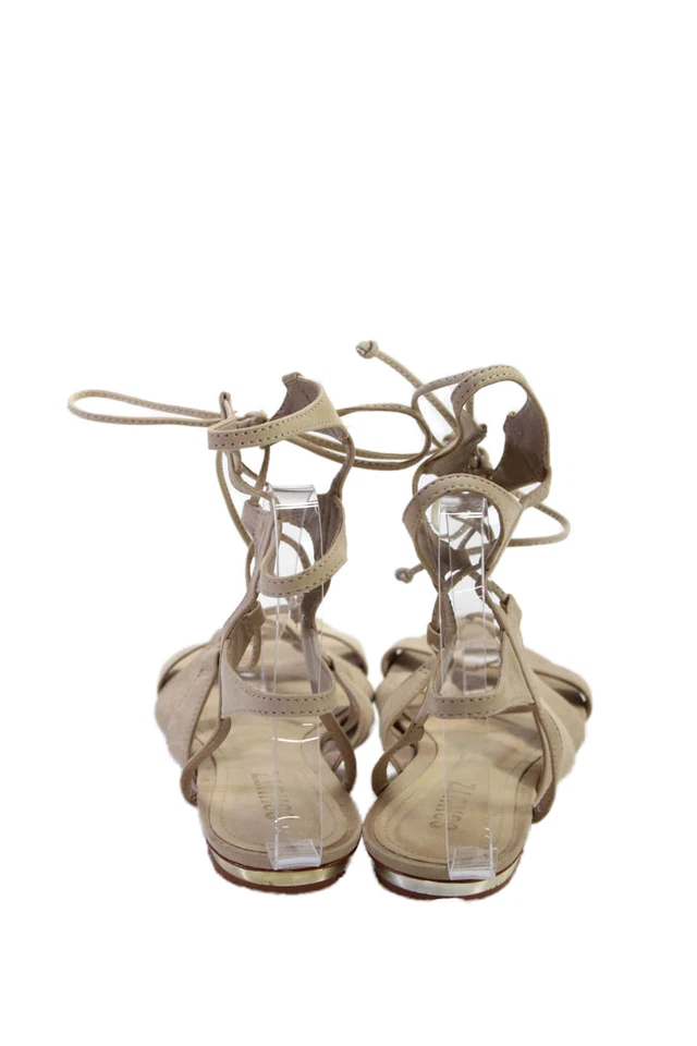 Sandalias de gladiador Schutz para mujer de cuero con cordones tono dorado talla 7 arena Foto 3 de 4