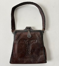 Antique Vintage Art Nouveau Style Tooled Leather Women s Purse Handbag
