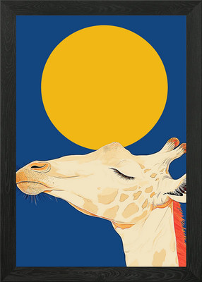 Gerahmtes Wandbild Giraffe und Sonne Poster Leinwanddruck Bild