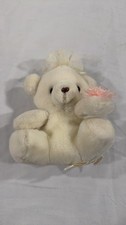 Vintage Plush Teddy Bear with Tulle Bow and Flower