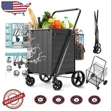 Heavy Duty Grocery Cart Jumbo 330lb Capacity w/ Waterproof Liner Swivel