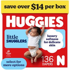 Huggies Little Snugglers Fragrance Free Baby Diapers, Size Newborn up to 10 lbs