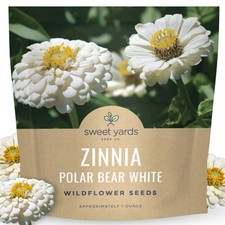 Zinnia Polar Bear White - Large 1 Ounce Packet - 4,000 Flower Seeds for Plant... 323.36 per gallon