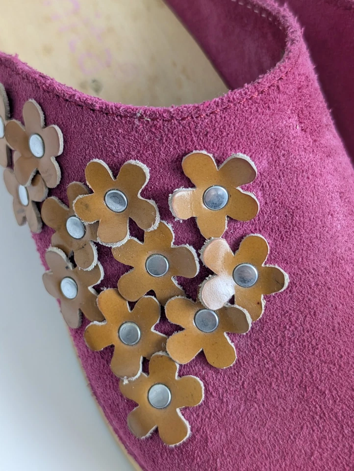 Zuecos de madera de gamuza rosa Sanita zapatos sin cordones florales para mujer EU 36 Foto 3 de 4