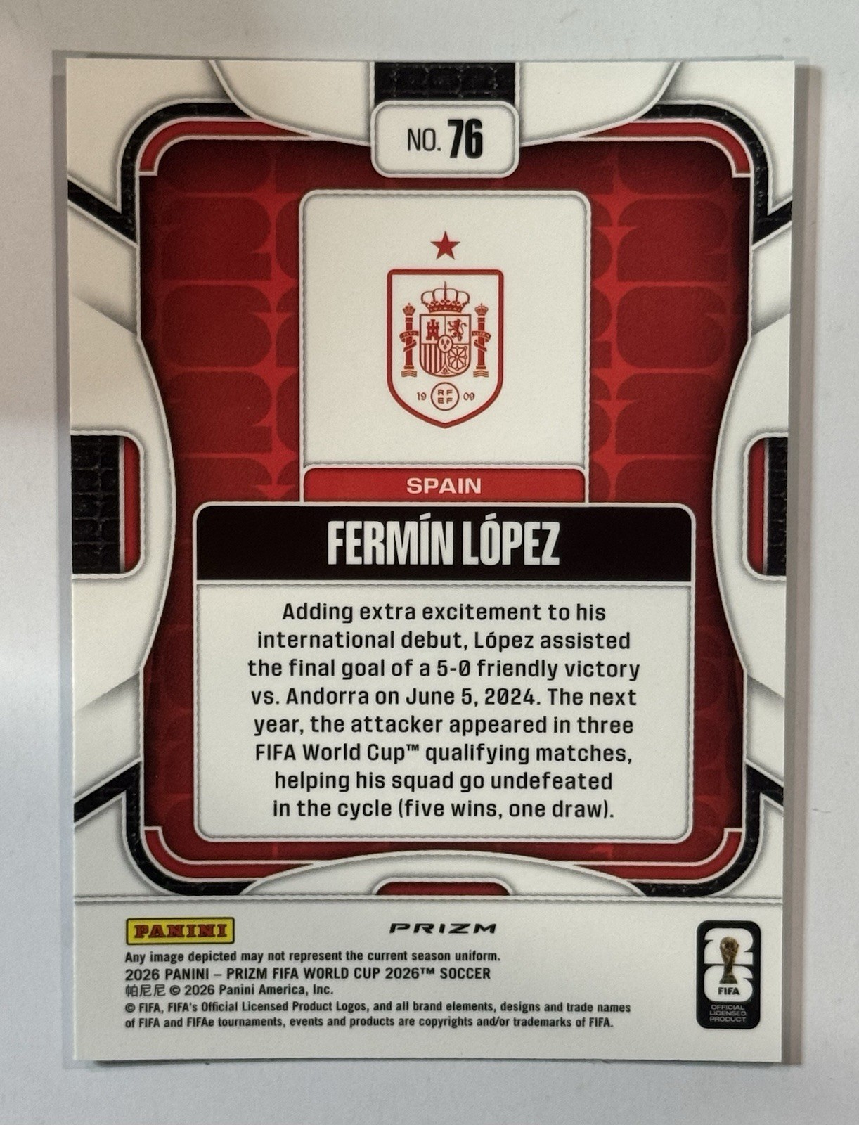 2026 Panini Prizm World Cup Fermin Silver Prizm Spain view 2
