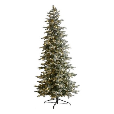 Nearly Natural 8.5ft Slim Flocked Nova Scotia Spruce Christmas Tree