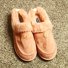 Nautica Women  s Pink Faux Fur Lined Moccasin Slippers Slip-On Round Toe US 10