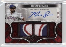 2025 Topps Tier One Relics Red /10 Marcus Semien #AT1R-MSE Dual Patch Auto tw0