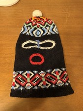 Vintage Ski Snow Knit Full Face Mask Three Hole Red Winter Hat Beanie