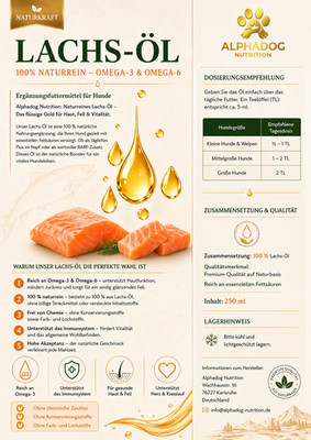 Alphadog Nutrition Naturreines Lachs-Öl mit Omega-3 & 6