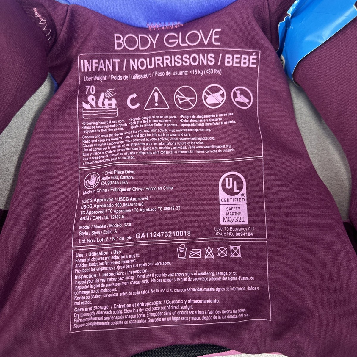 body glove infant life jacket Less Than 33lbs Pink And Purple