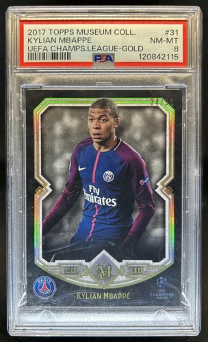 2017 Topps Museum UEFA Kylian Mbappe Gold #/50 PSG PSA 8