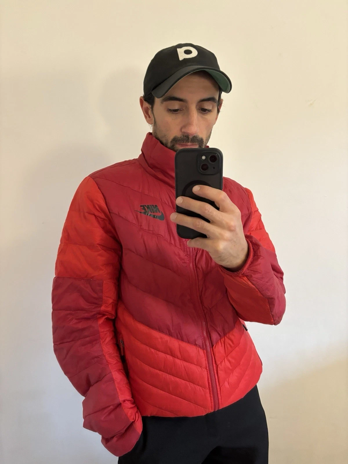 Cool Red Nike Sport Puffer Down Jacket Medium M