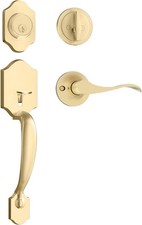 Elegant Gold Front Door Handle Deadbolt Set - Reversible Lock