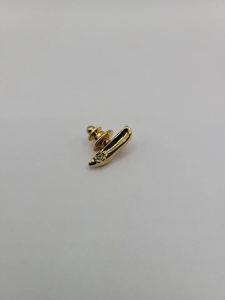 Vintage Avon Pin Gold Tone Ladies High Heel Pump Crystal White Jewelry Costume - Image 4 of 4