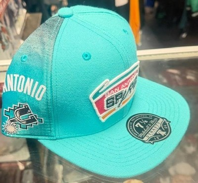 San Antonio Spurs Tapestry Mitchell & Ness Fitted Hat- Teal