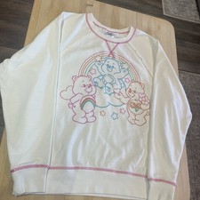 Care Bears Long Sleeve Women's Sweatshirt Embroidered 80s Graphic Off White M
