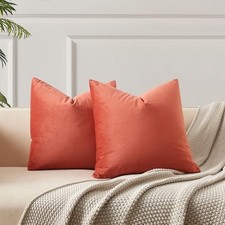 Velvet Throw Pillow Covers 22x22 inch Set of 2 22" x 22" Pack of 2 Apricot