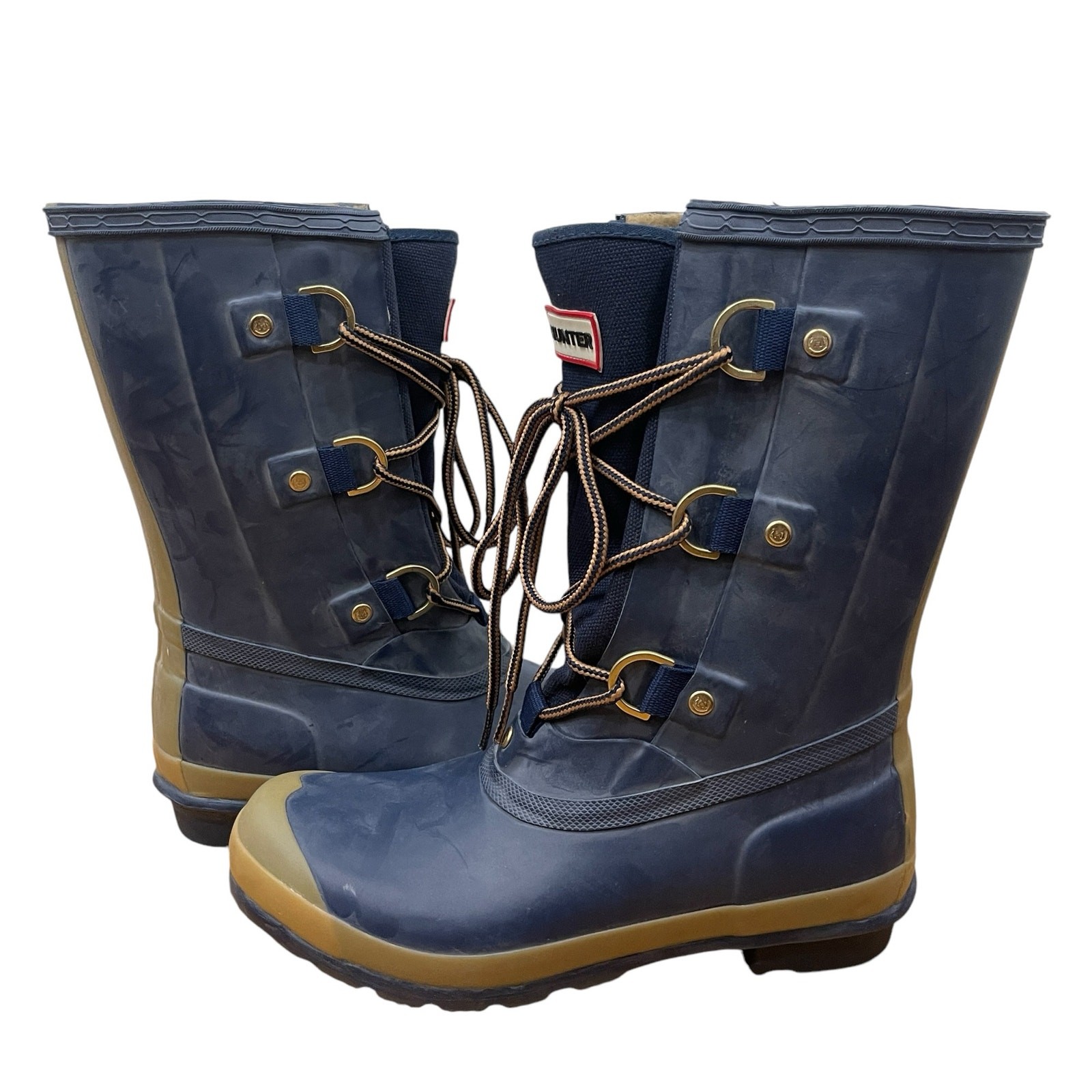 Hunter Sascha Blue Lace-Up Rain Boots Size 7 Women 6 Men Waterproof-image