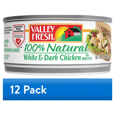 (12 Pack) Valley Fresh 100% Natural Chicken in Water - 10 oz Cans Bulk Meat Case